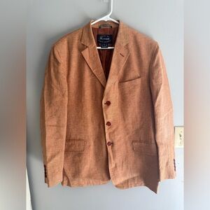 Faconnable Men’s Button Front 100% Linen Burnt Orange Blazer sports Coat SZ M